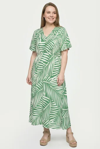 Rochie verde cu frunze bej