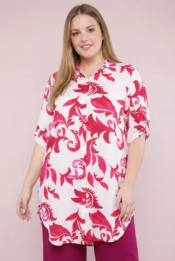 Cămașă cu model roșu și roz