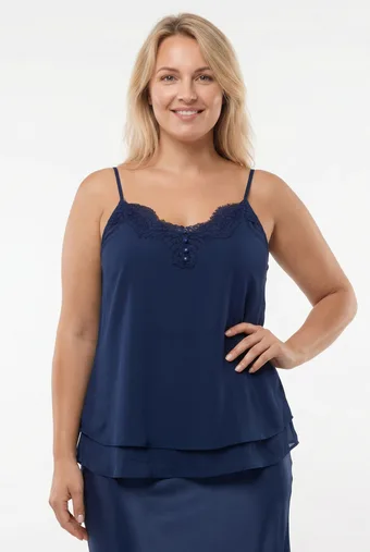 Bluză bleumarin cu dantelă