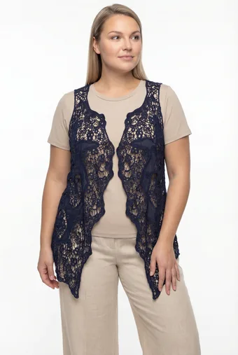 vestă bleumarin cu broderie