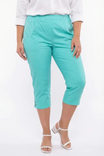 Pantaloni din viscoză turcoaz deschis