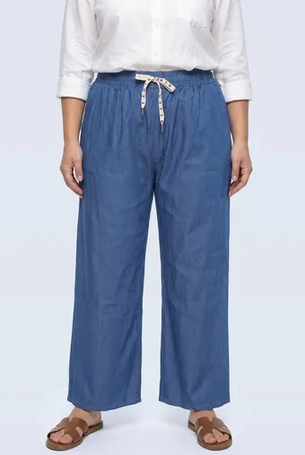 Pantaloni cu picior lat, denim închis